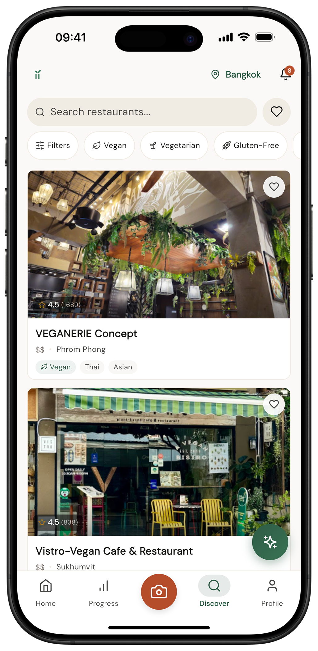 Nourii restaurant discovery in Los Angeles with filters